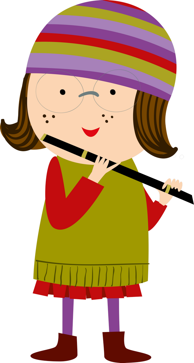 Music ‿✿⁀ - Girl Playing Flute Clipart Png (670x1253)