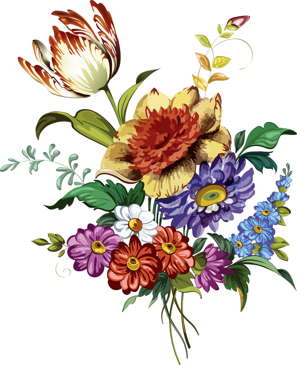 Pintura A La Acuarela De Flores De Dibujo Clip Art - Popeven Retro Vintage Linen Square Decorative Throw (1040x1280)