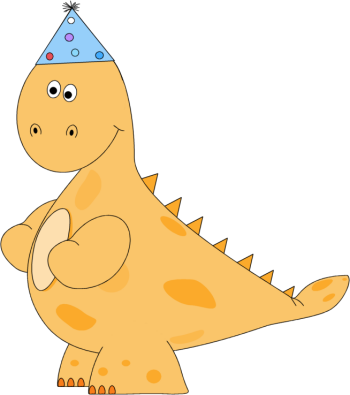 Orange Dinosaur Birthday Party Hat - Dinosaur With Party Hat (350x395)