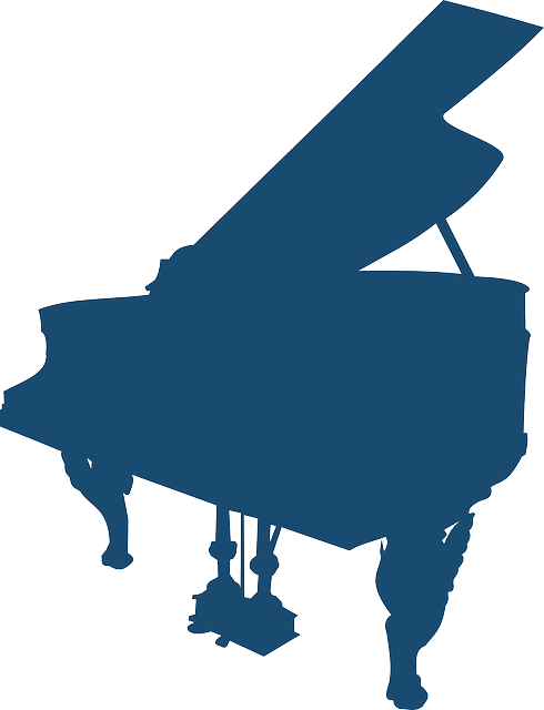 Grand Piano, Instrument, Music, Silhouette, Blue - Piano Graphic Design (490x640)