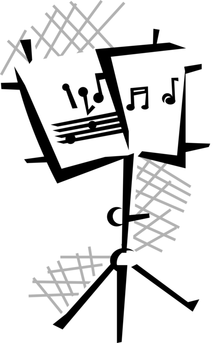 Vector Illustration Of Musician's Music Stand Holds - Music Stand Clip Art (436x700)