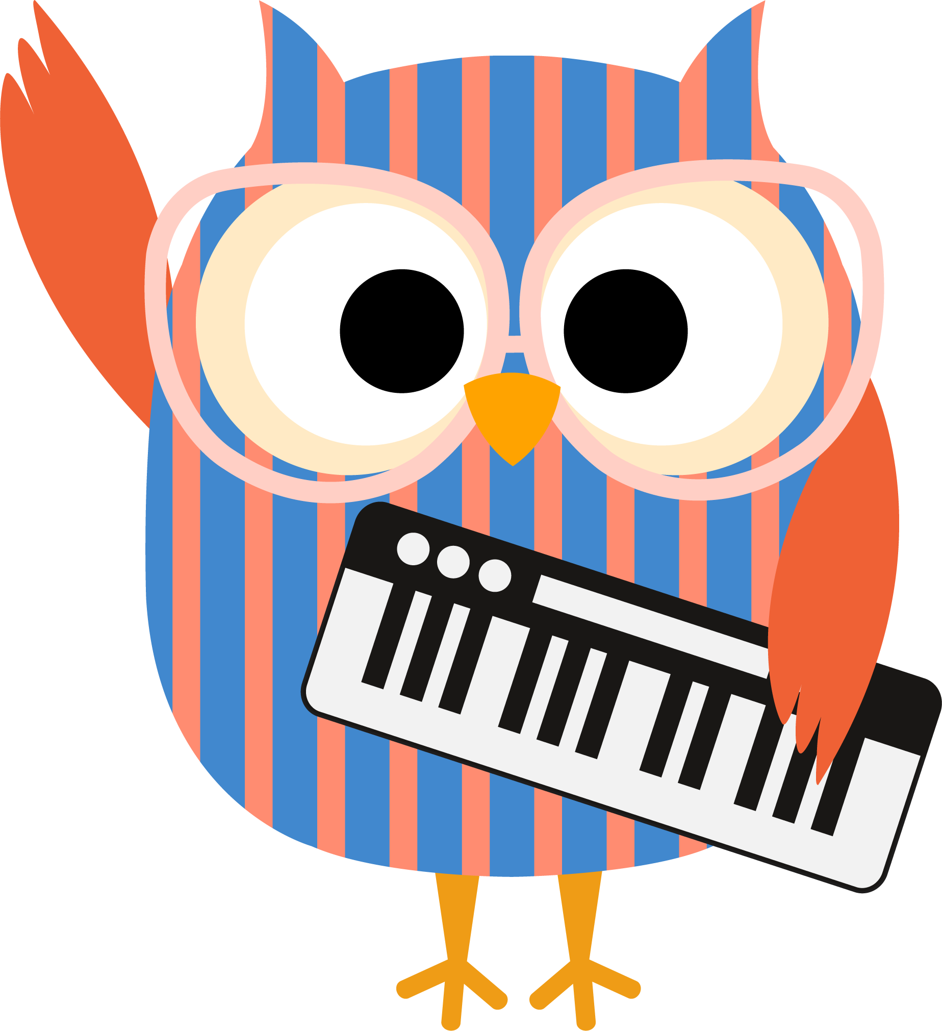 Piano Class Owl - Owl Musician Clipart (1847x2021)