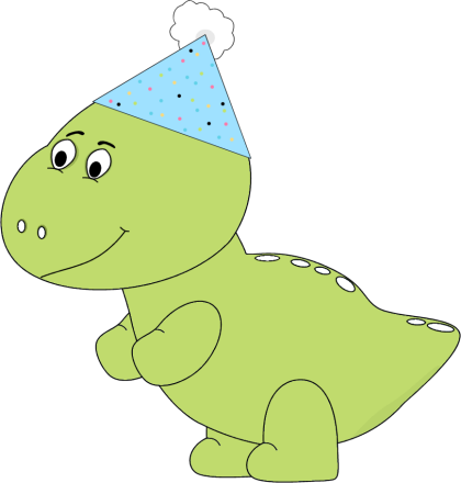 Green Dinosaur Wearing A Party Hat Wearing A Party - Clip Art (420x440)