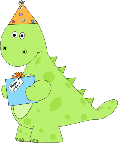 Birthday Dinosaur Wearing A Party Hat Clip Art - Dinosaur Wearing Party Hat (400x485)