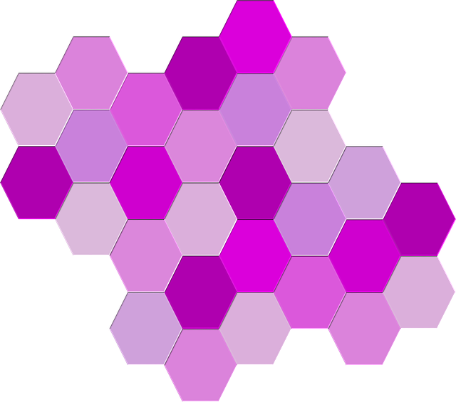 Geometric, Hexagons, Purple, Shades, Shapes, Hues - เหลี่ยม Png (640x565)