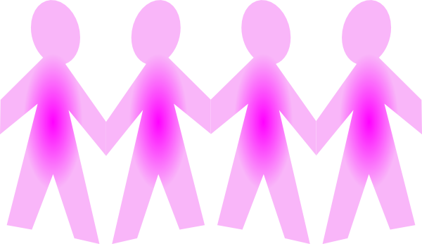 Chain Clipart Paper Doll - Paper People Chain Png (600x347)