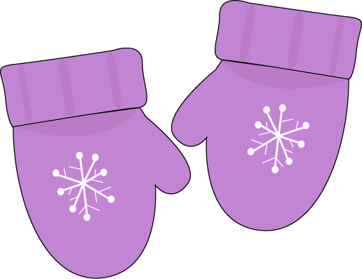 Clip Art Mittens Clipart - Purple Mittens Clipart (516x398)