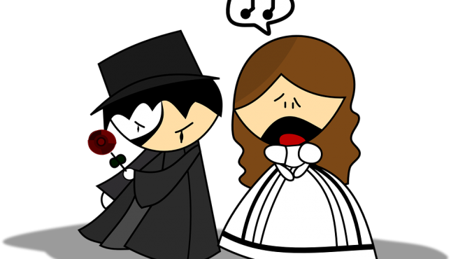 Opera Singer Cushion Concerts - Phantom Of The Opera Cartoon (645x370)