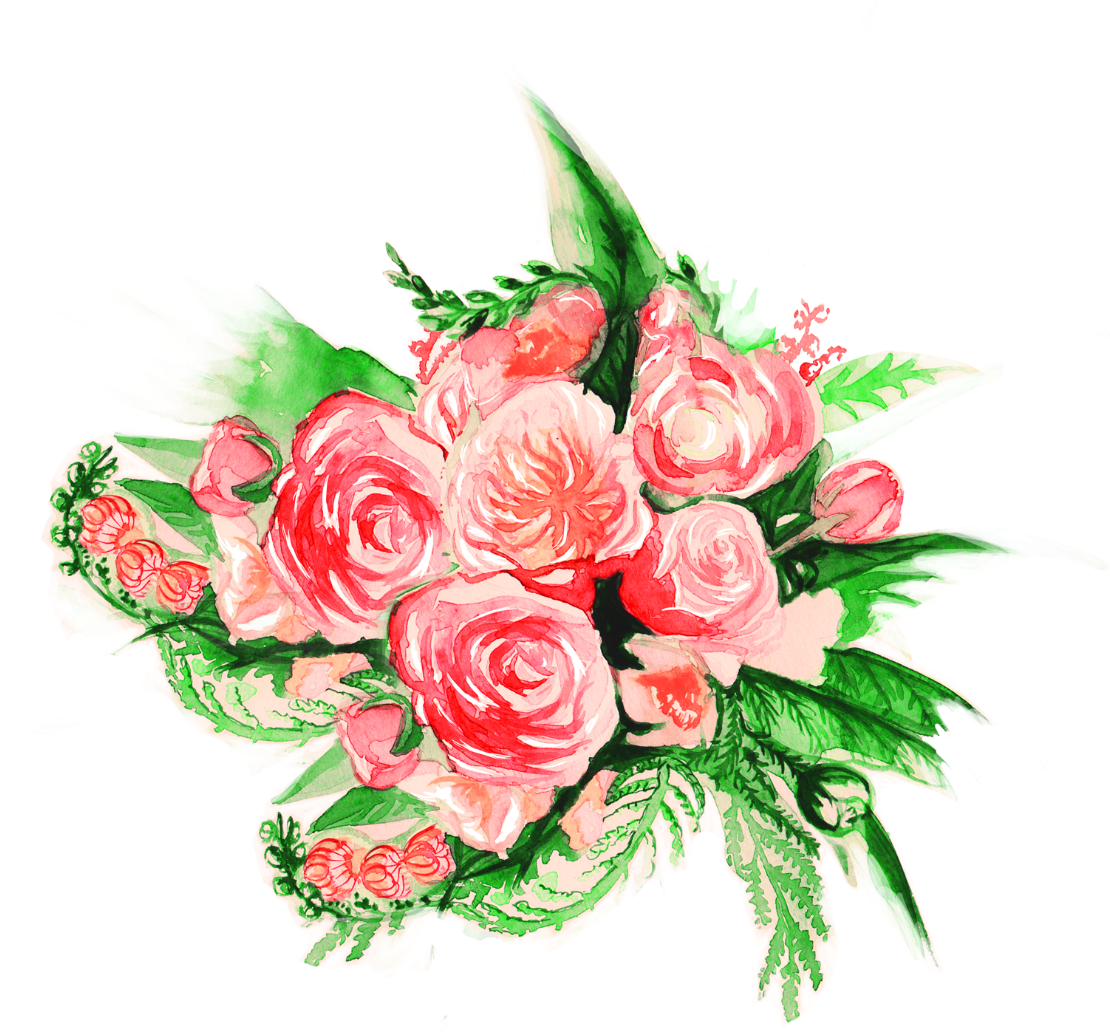 Watercolor Flower Border Transparent Pictures To Pin - Bouquet (2000x2218)