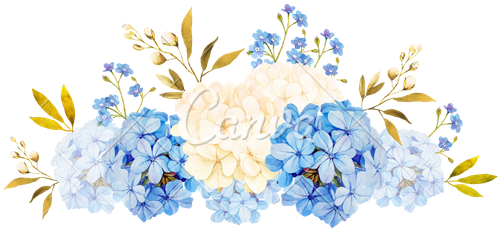 Watercolor Bouquet Transparent Png Stickpng - Blue Watercolor Flowers Transparent (550x288)