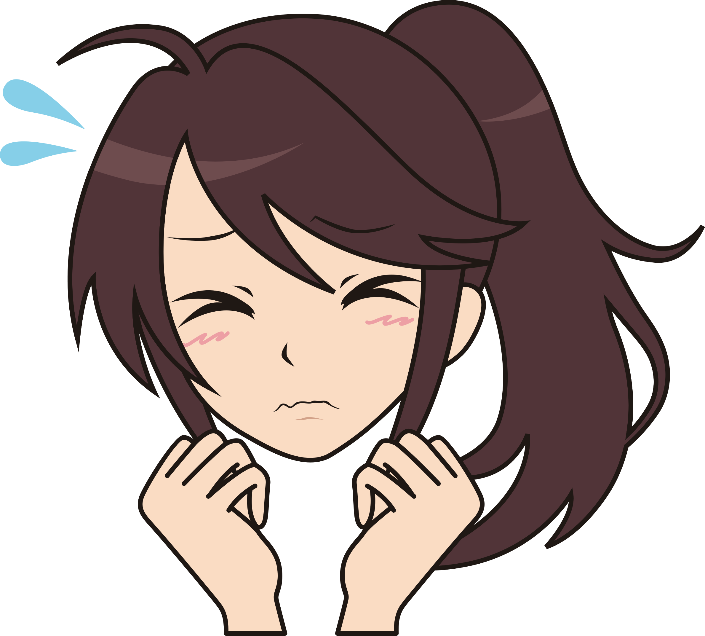 Girl - Scared Girl Face Cartoon (2379x2145)