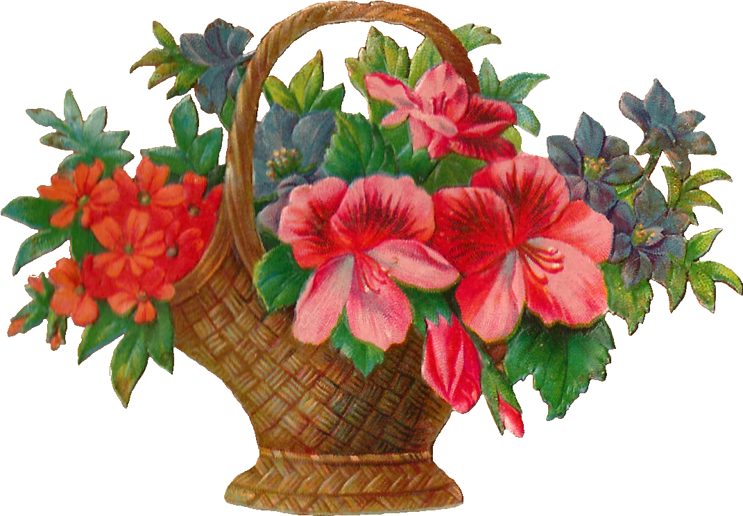 Elegant Flower Basket Clip Art Medium Size - Victorian Flower Basket.