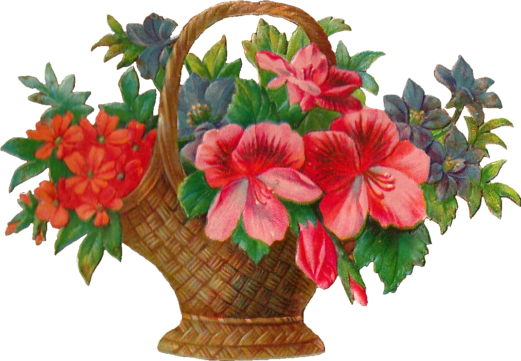 Elegant Flower Basket Clip Art Medium Size - Victorian Flower Basket (1405x1064)