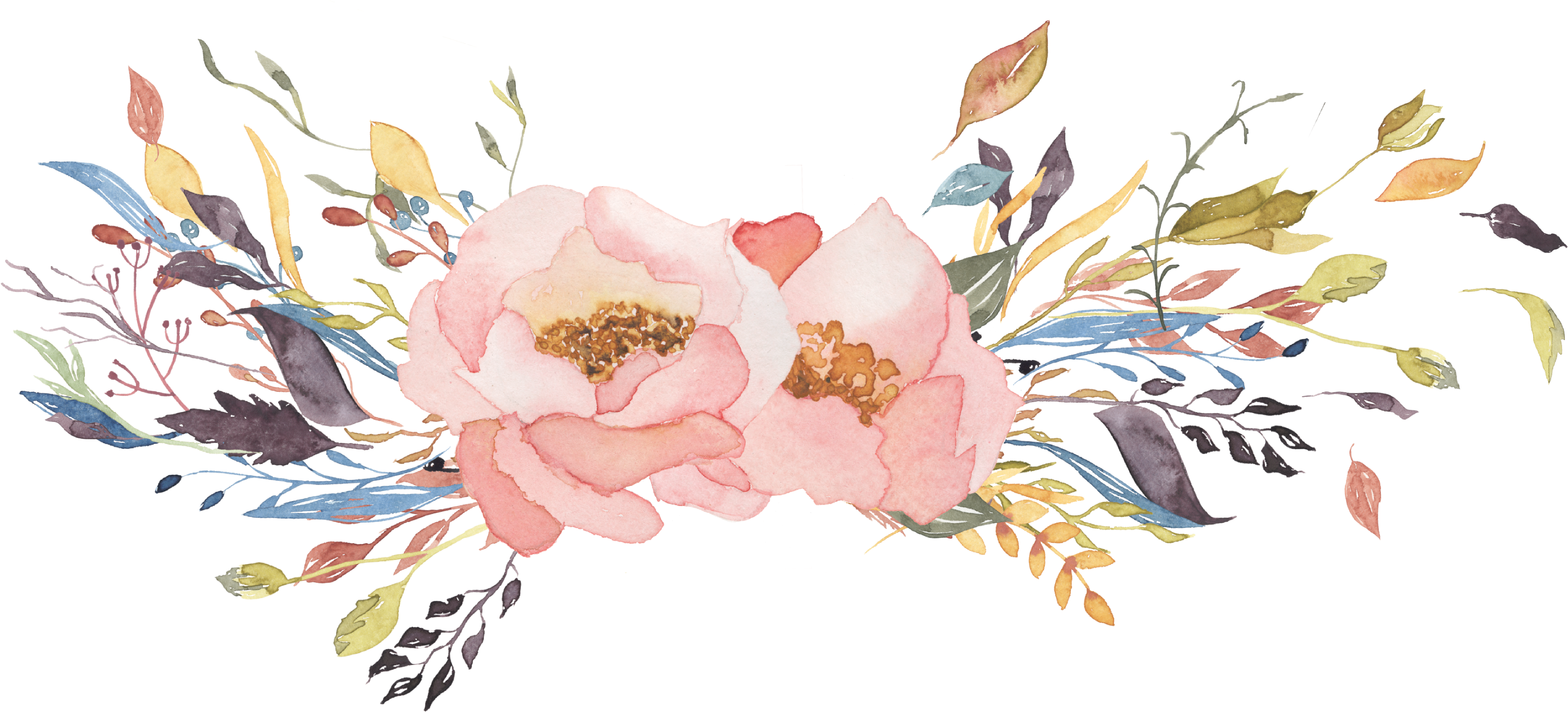 Watercolor Floral Clipart - Watercolor Floral Clipart (3750x1683)