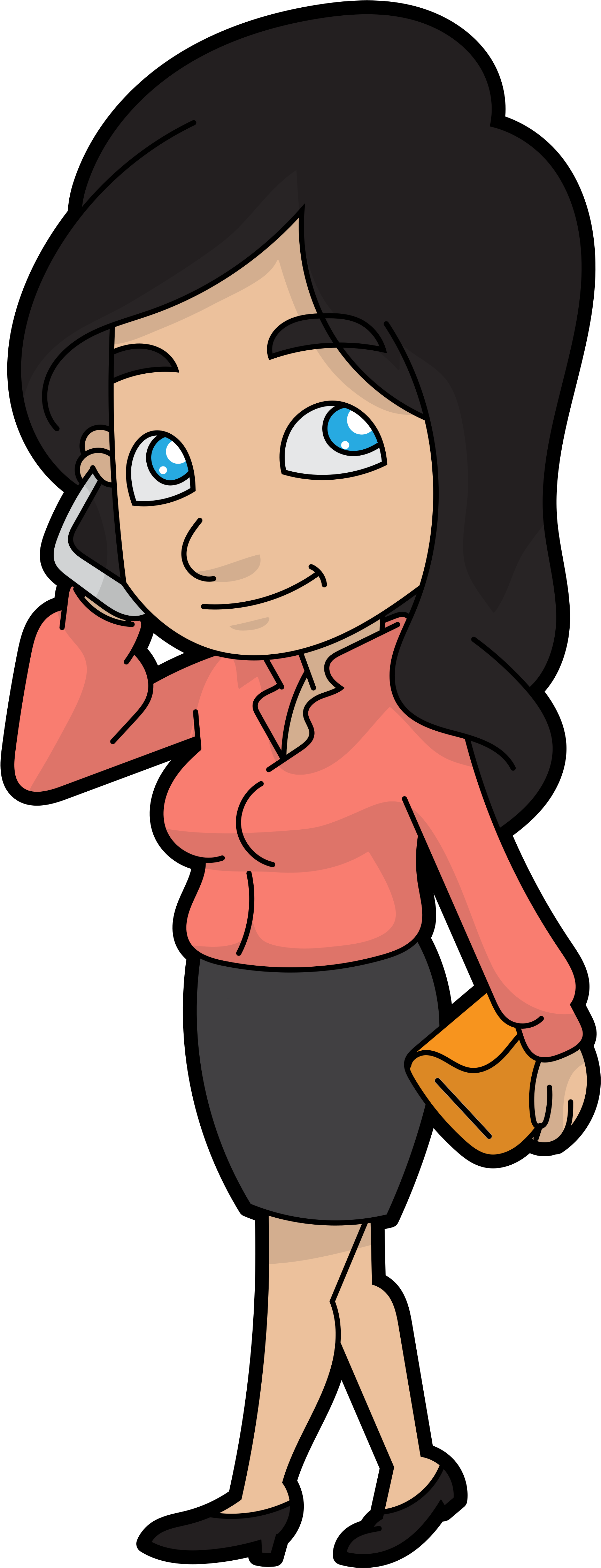 Open - Phone User Cartoon Png (2000x4797)