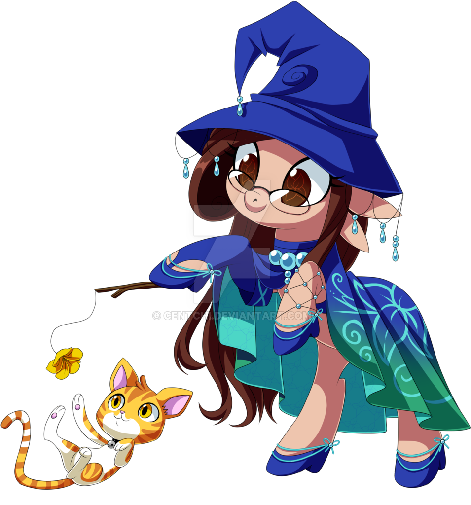 Centchi, Cat, Clothes, Dress, Hat, Magic Wand, Obtrusive - Cartoon (1024x1067)