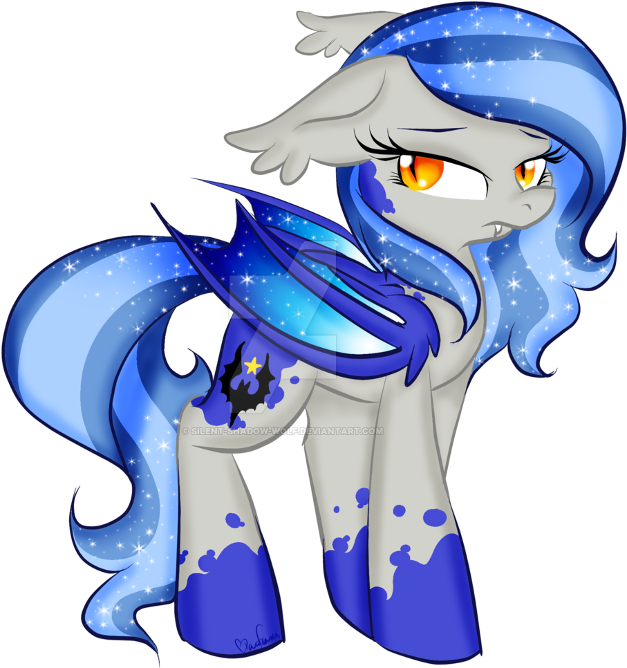 Silent Shadow Wolf, Bat Pony, Floppy Ears, Obtrusive - Sad Wolf Shadow (1024x1024)
