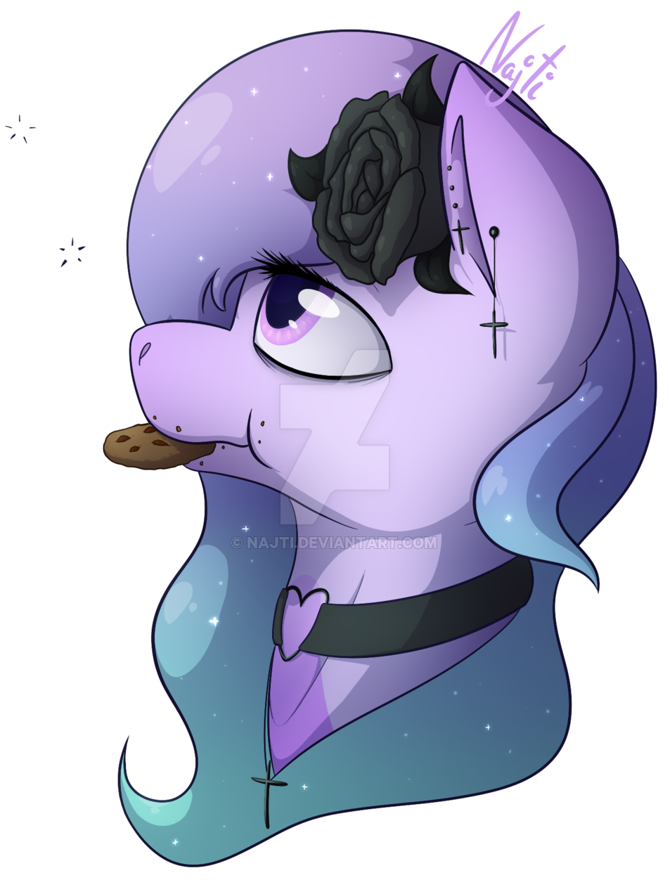 Najti, Black Rose, Cookie, Cute, Flower, Food, Head, - Cartoon (1024x1374)