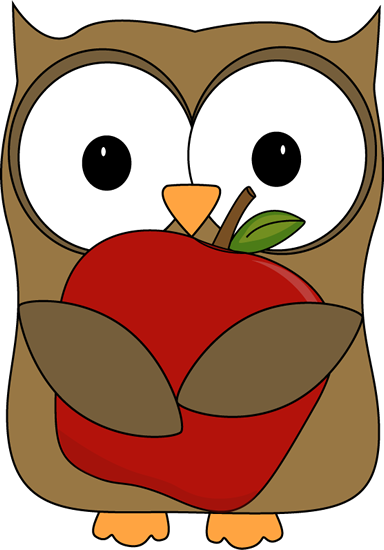 Happy 8th Anniversary Clipart - Owl Apple Clipart (384x550)