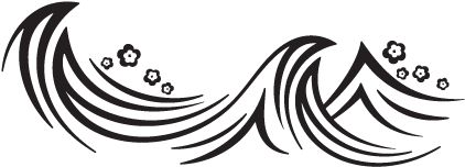 Ocean Waves And Hibiscus Detail Wall Art Decal - Waves Silhouette Clip Art (451x451)