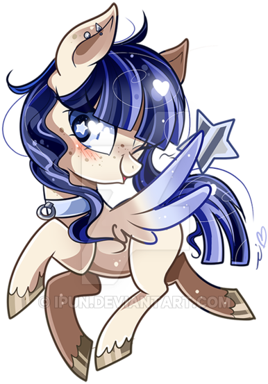 Ipun, Chibi, Female, Heart Eyes, Mare, Obtrusive Watermark, - Painting (600x600)