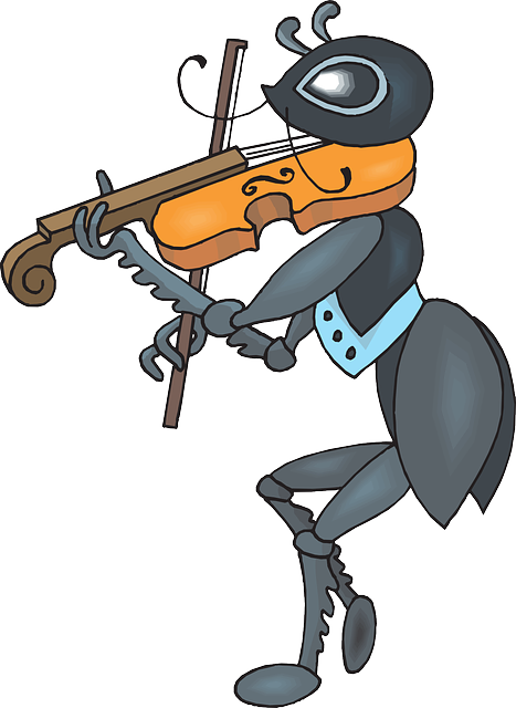 Play Music, Cartoon, Ant, Playing, Suit, The, Fiddle, - Ant Playing Violin (467x640)