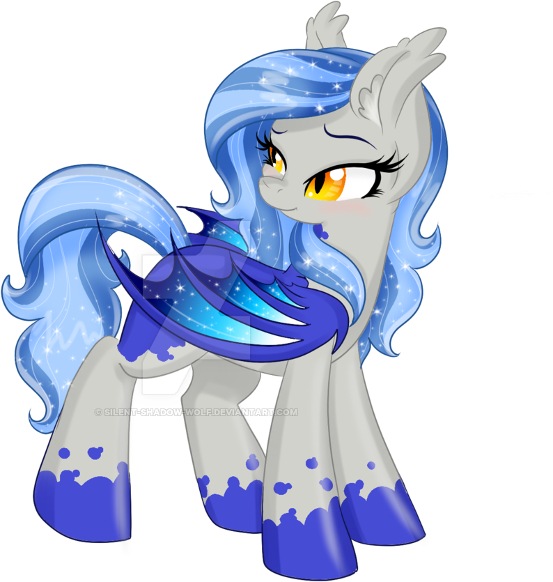 Silent Shadow Wolf, Bat Pony, Obtrusive Watermark, - Cartoon (1024x1024)