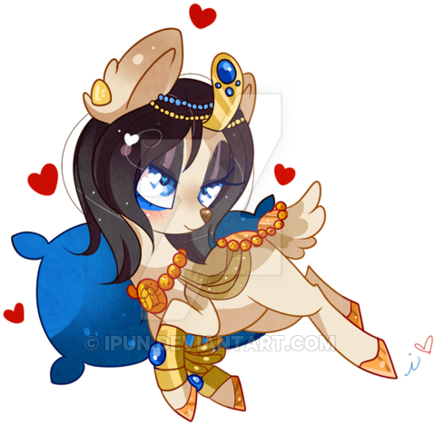 Ipun, Deer Pony, Egyptian, Female, Heart, Heart Eyes, - Cartoon (600x518)