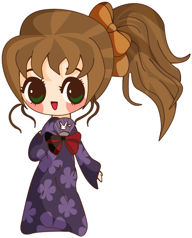 Anime - Japan Cartoon In Kimono Png (670x800)