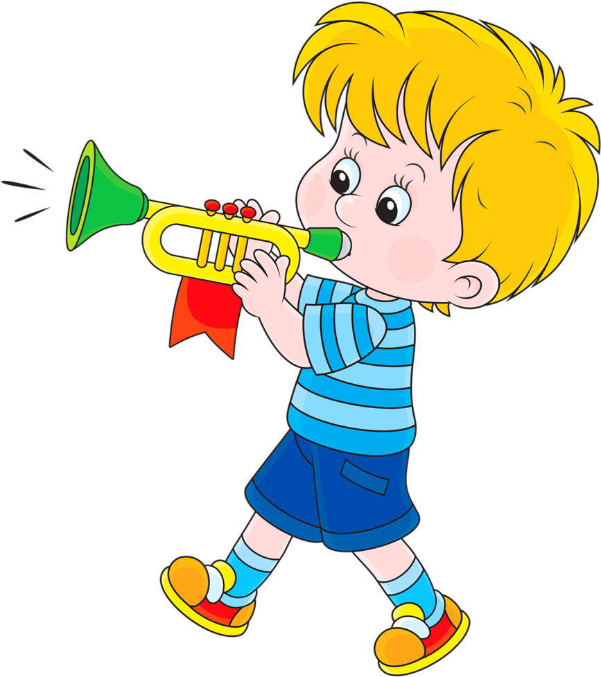 Dança * Música - Playing Trumpet Clipart (919x1024)