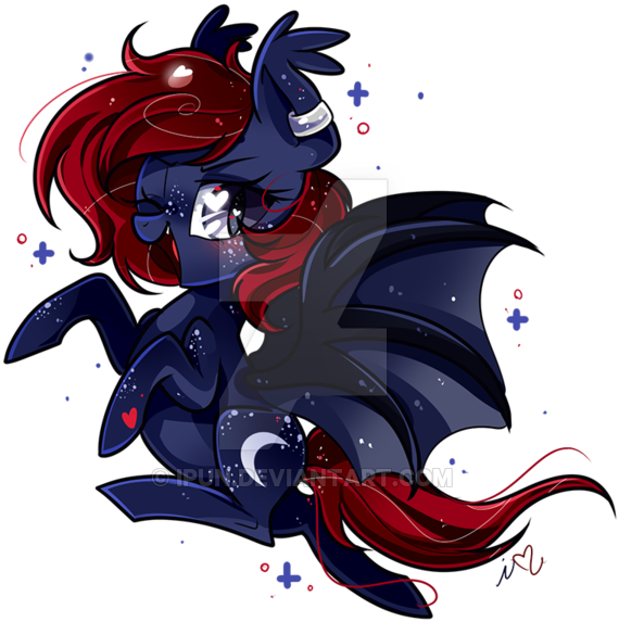 Ipun, Bat Pony, Bat Pony Oc, Female, Heart Eyes, Mare, - Cartoon (600x666)