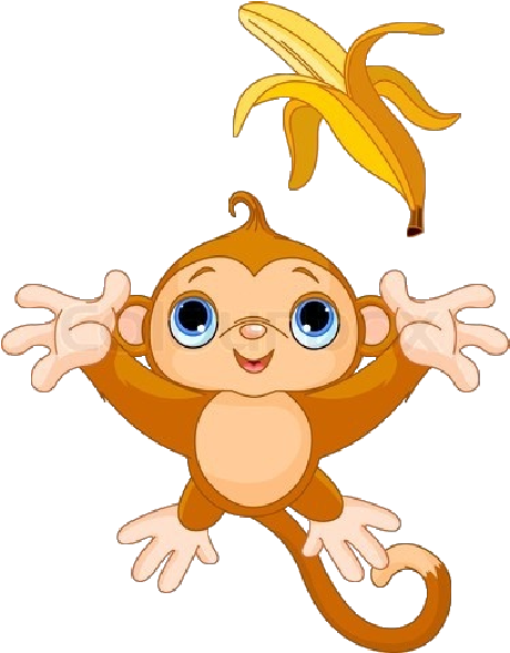Year Of The Monkey Clipart Transparent Background - Cartoon Monkey Throwing Banana, Kids Nursery Room Wall (600x600)