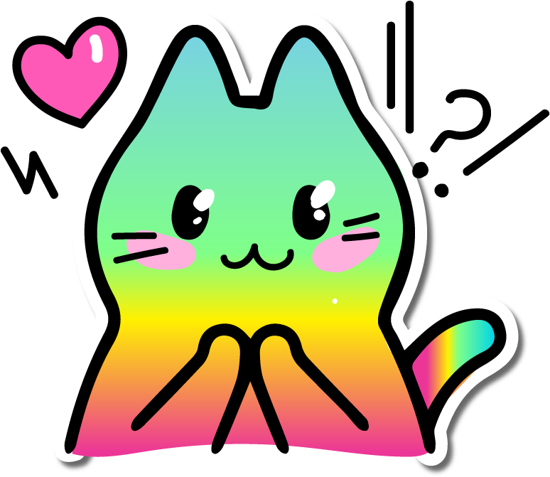 Colorful Cute Cat Meow Love Emjoi Wow Sticker - Kiss (1007x1000)