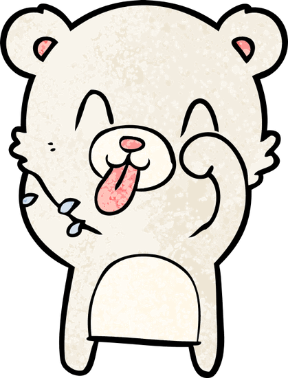 Rude Cartoon Polar Bear Sticking Out Tongue - Illustration (419x550)