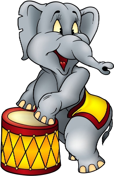Funny Circus Elephant Playing Drum - Cartoon Circus Elephant (600x600)