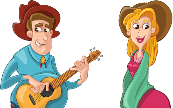 Folk Singer Cushion Concerts - Animated Singers Country Couples (645x370)
