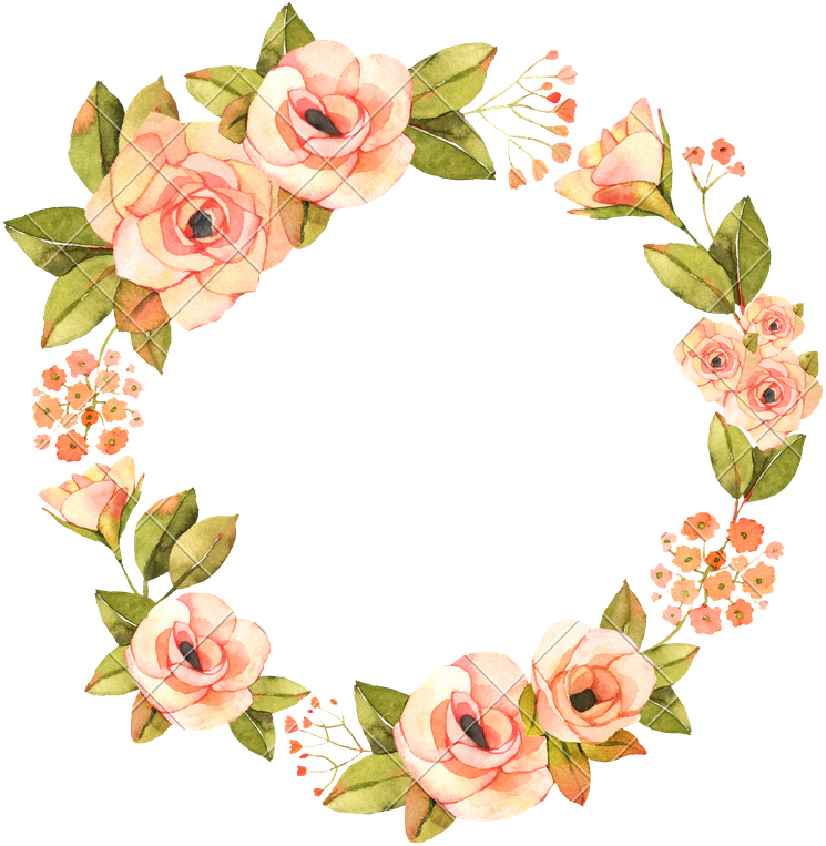 Modern - Watercolor Flowers Wreath Png (800x800)