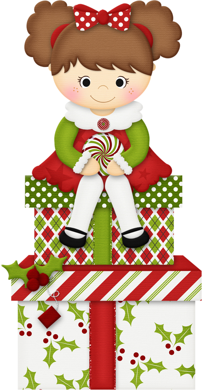 Hermosa Duende De Navidad - Cute Christmas Girl Clipart (662x1280)