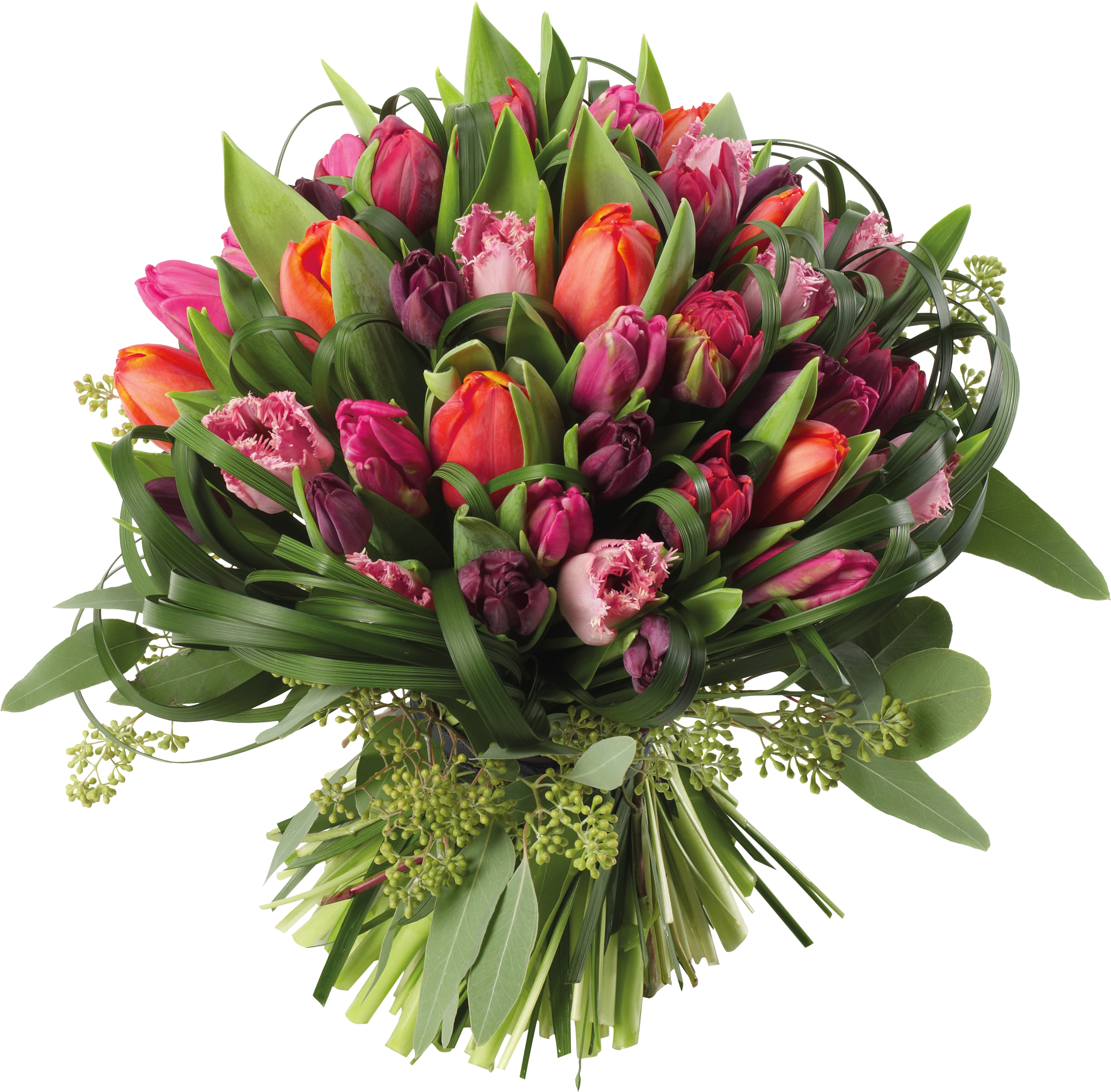 Floral Clipart Transparent Background - Tulip Bouquet Png (2961x2911)