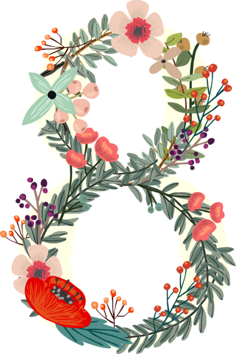 Flower Floral Design Numerical Digit Clip Art - Flower Floral Design Numerical Digit Clip Art (470x699)