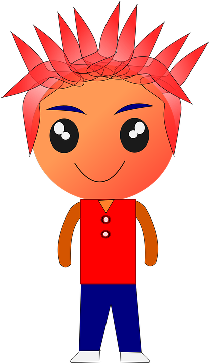Cartoon School Boy 23, Buy Clip Art - Boy With Red Spiky Hair Cartoon (431x720)