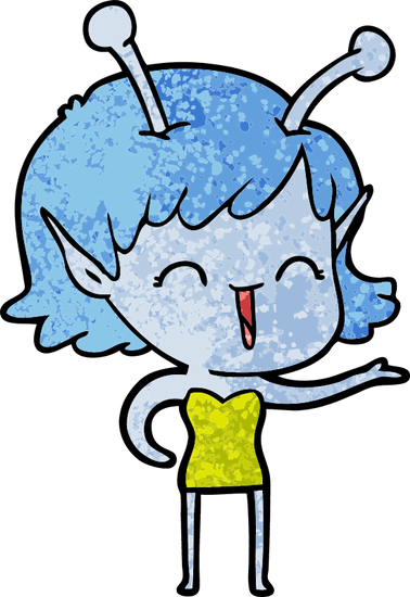 Cartoon Alien Girl Laughing - Rire Filles Dessin Amine (378x550)