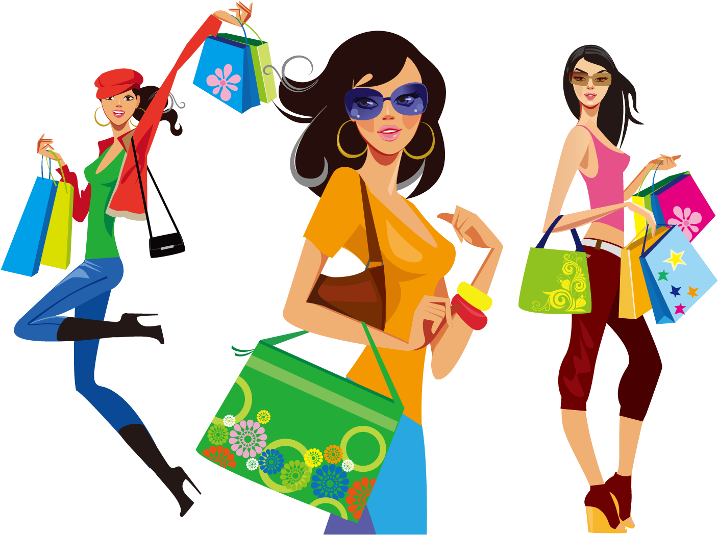 Shopping Girl Fashion Illustration - Shopping Girl Fashion Illustration (1501x1501)