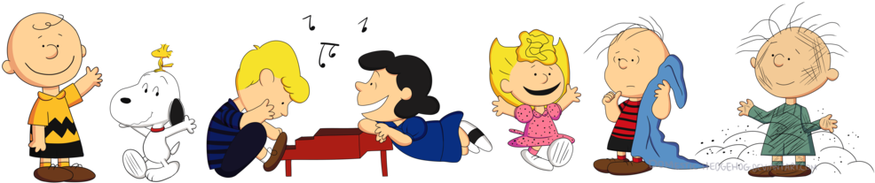 Peanuts Characters By Domestic-hedgehog On Deviantart - Peanuts Characters Transparent (1024x223)