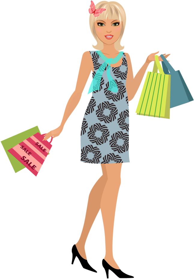 Clip Art Portfolio Categories 1designshop Page - Cartoon Woman With Shopping Bags (650x930)