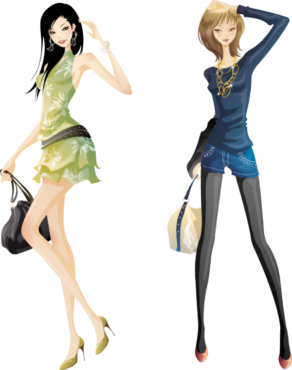 Tubes Graphiques - - Carolineblue - Девушка Мода Вектор (600x759)