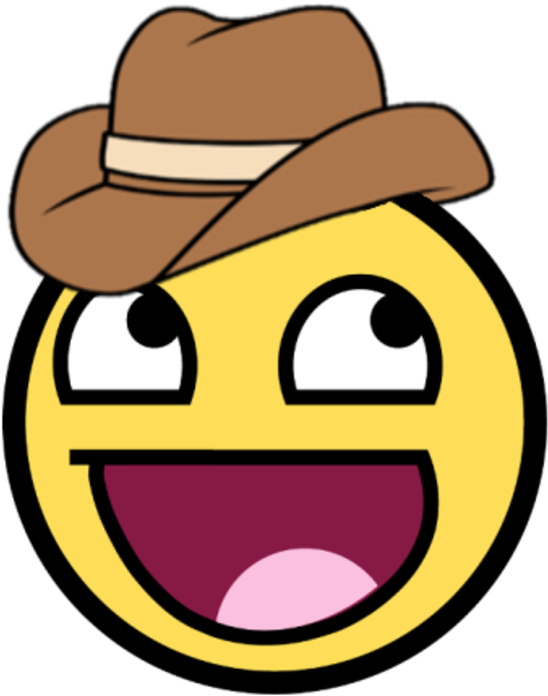 Awesome Cowboy Smiley - Awesome Face (600x712)