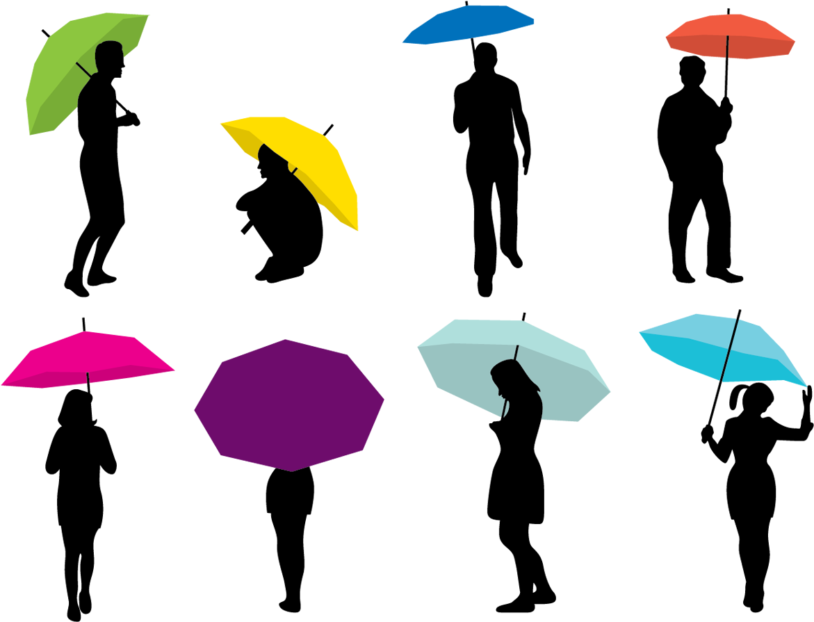 Silhouette Umbrella Woman - Women With Umbrella Silhouette (1242x950)