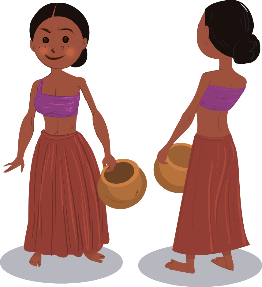 Village Girl Clipart - Indian Village Girl Cartoon (856x940)