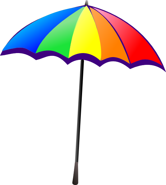 Beach Umbrella Clipart Black And White Clipart Panda - Umbrella (534x596)